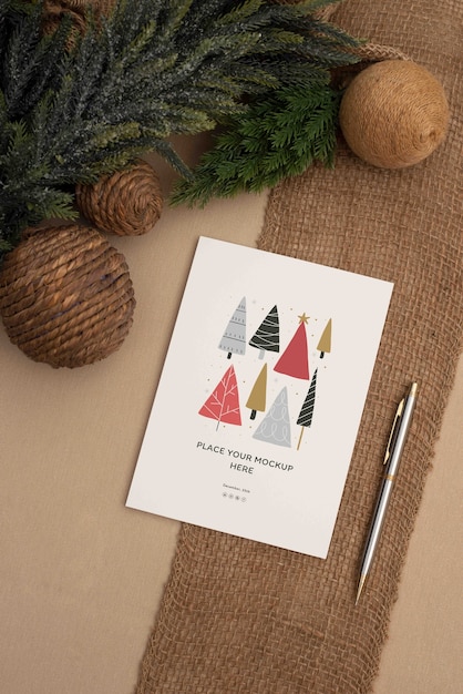 christmas greeting card mockup design