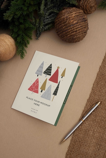 christmas greeting card mockup design
