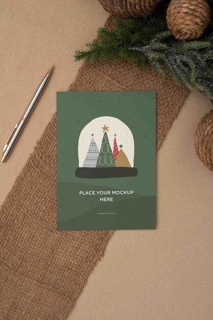 christmas greeting card mockup design