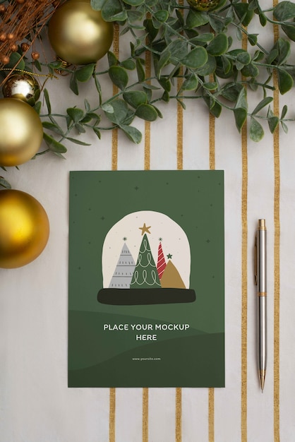 christmas greeting card mockup design