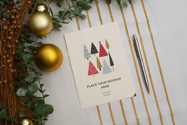 PSD christmas greeting card mockup design