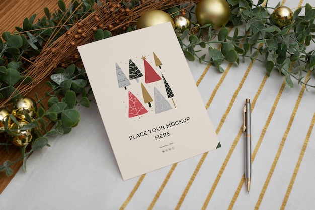 christmas greeting card mockup design