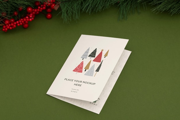 PSD christmas greeting card mockup design