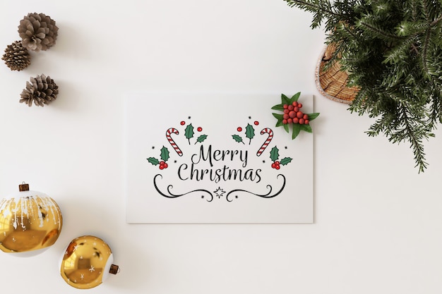 Christmas greeting card mockup with Christmas concept