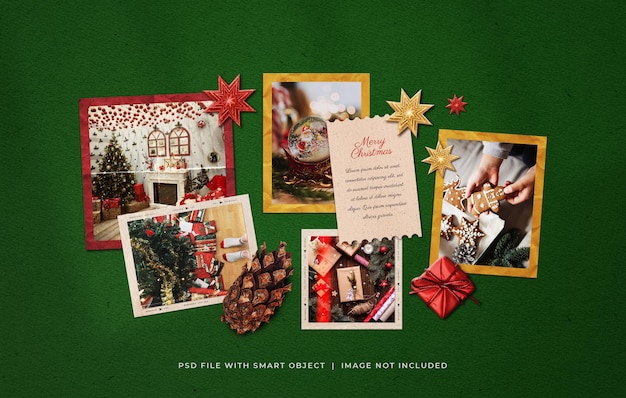 Christmas Greeting Photo Film Frames Moodboard Mockup