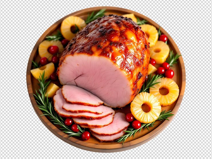 PSD christmas ham food on transparent background
