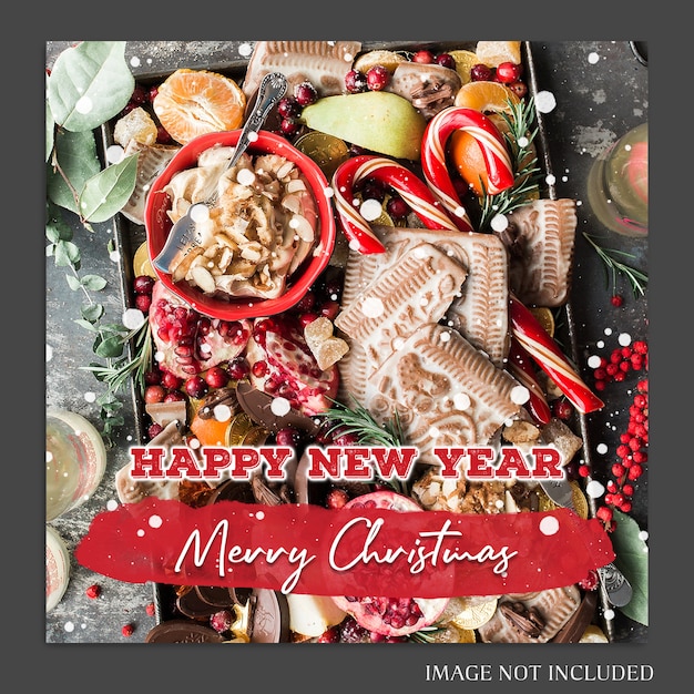 Christmas and happy new year 2019 photo mockup and instagram post template