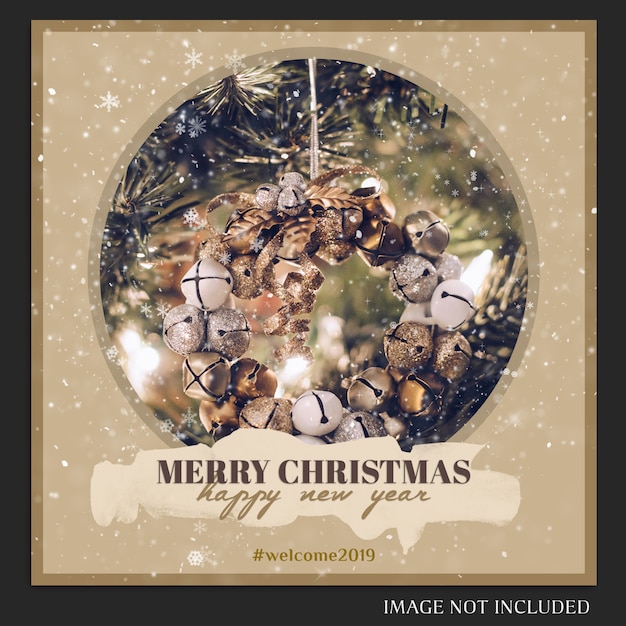 PSD christmas and happy new year 2019 photo mockup and instagram post