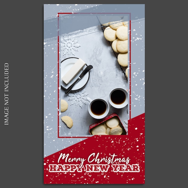 Christmas and happy new year 2019 photo mockup and instagram story template