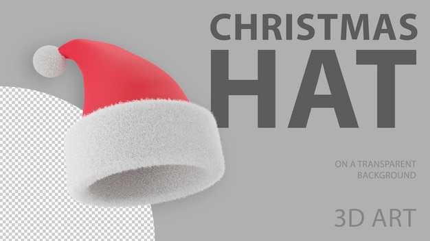 PSD christmas hat, 3d render, on transparent background