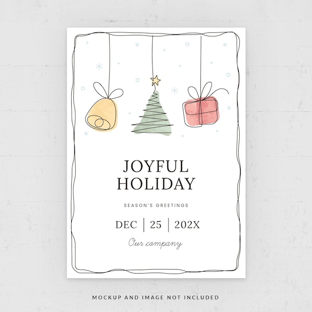 Christmas holiday greeting card flyer template in psd