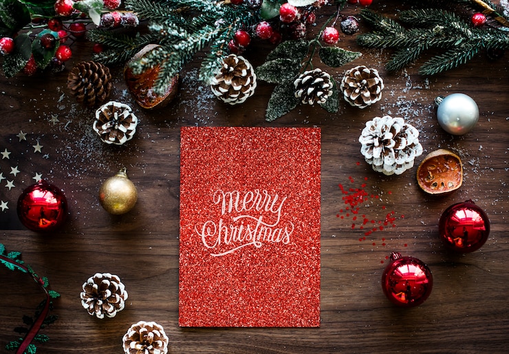 PSD christmas holiday greeting design mockup