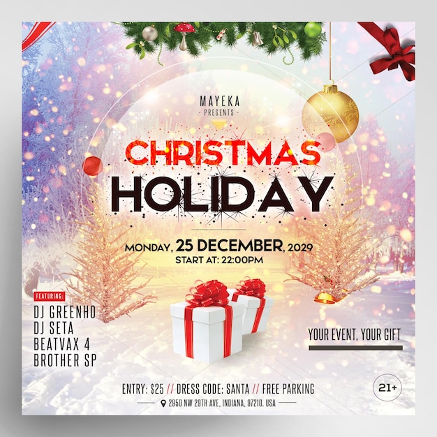 PSD christmas holidays event party instagram flyer