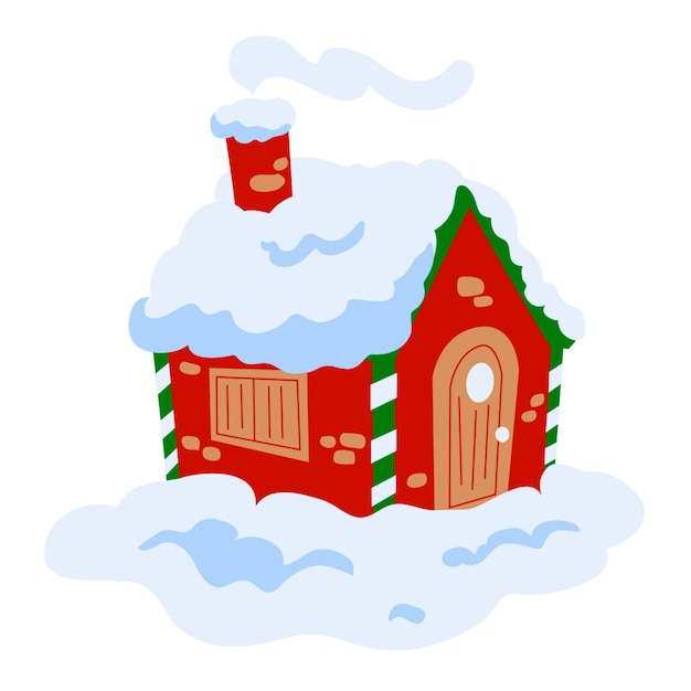 PSD christmas house illustration with snow and decorations