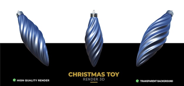 クリスマス アイコン 3 d 光沢のある青いテクスチャの現実的なレンダリング