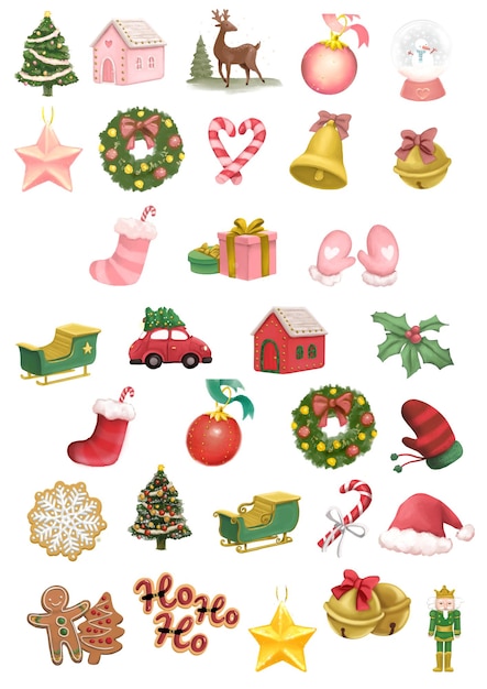 PSD christmas icon set drawing transparent