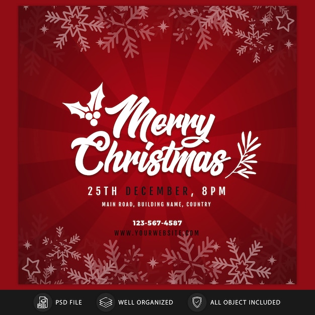 Christmas instagram post card or banner template