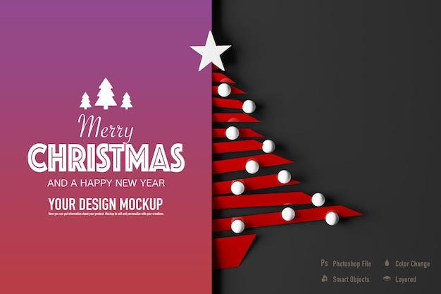 christmas invitation mockup surrounded by christmas balls