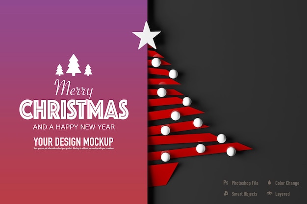 Christmas invitation mockup surrounded by Christmas balls