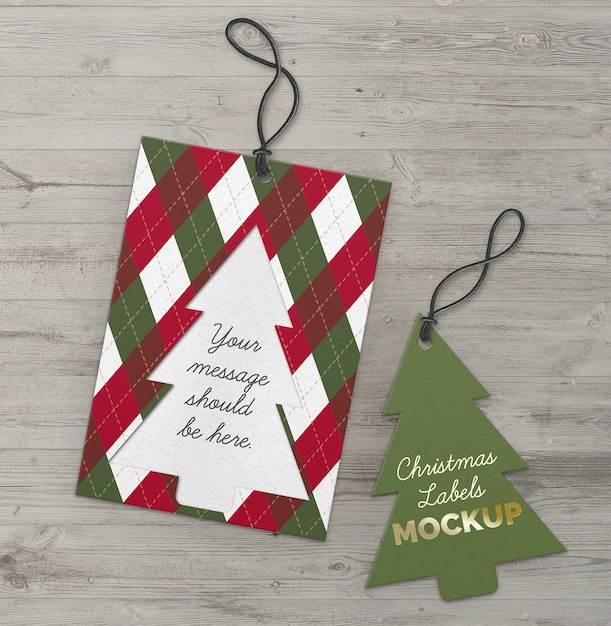 PSD christmas labels cutout tree