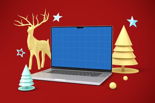 PSD christmas laptop mockup