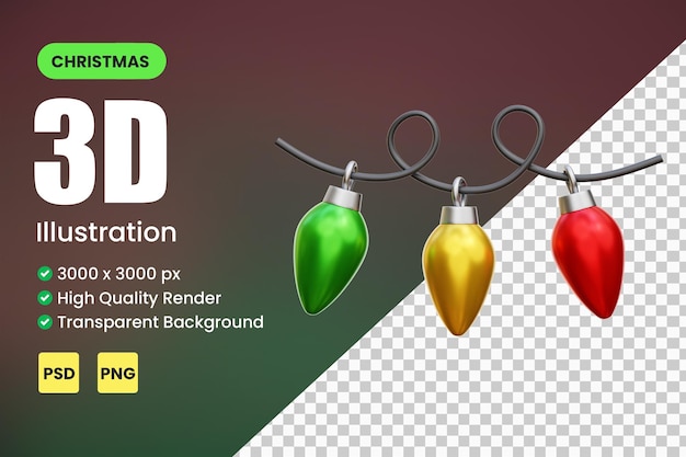 PSD christmas light 3d icon render illustration