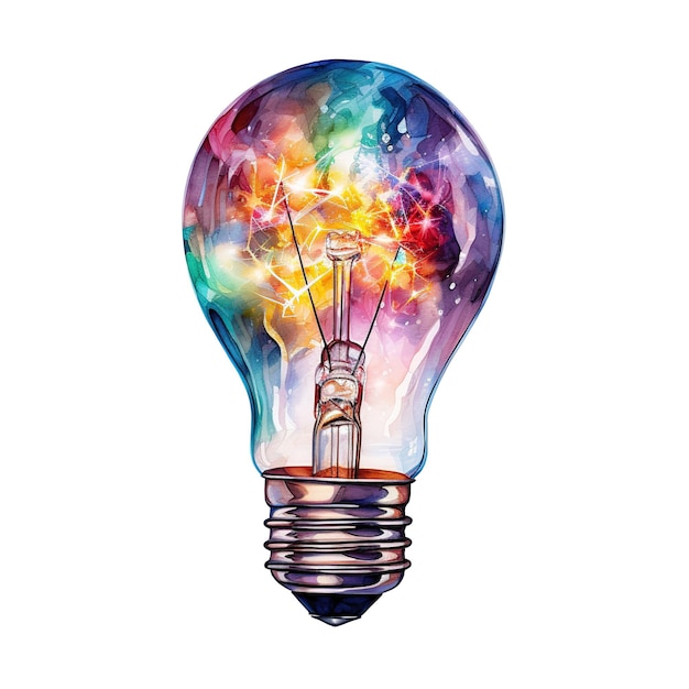 PSD christmas light bulb for christmas event watercolor style ai generated