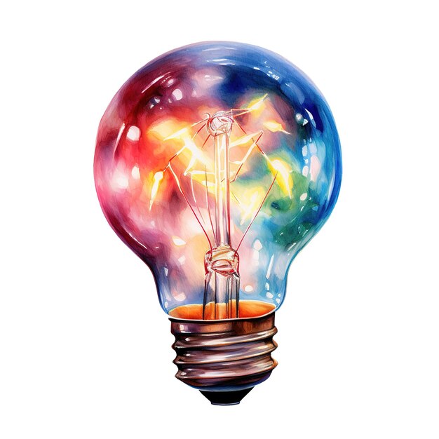 PSD christmas light bulb for christmas event watercolor style ai generated