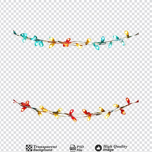 PSD christmas lights string isolated on transparent background