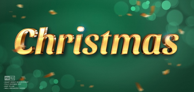 Рождественский роскошный текст с редактируемым эффектом золотого стиля