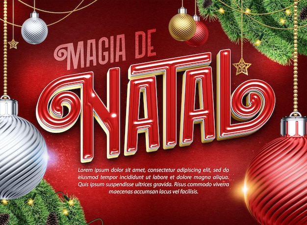 PSD christmas magic banner for compositions in brazil