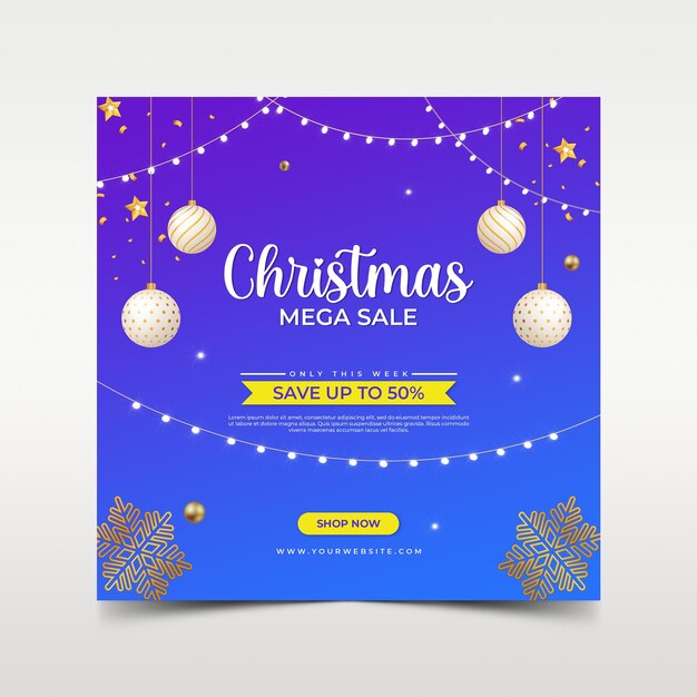 PSD christmas mega sale up to 50 off promotion social media post template design psd