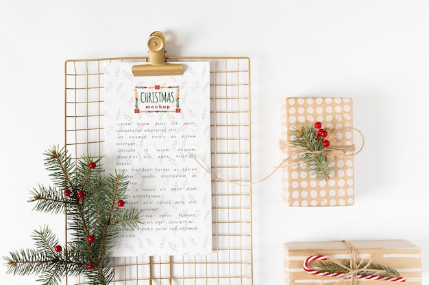 Christmas menu mockup with clipboard