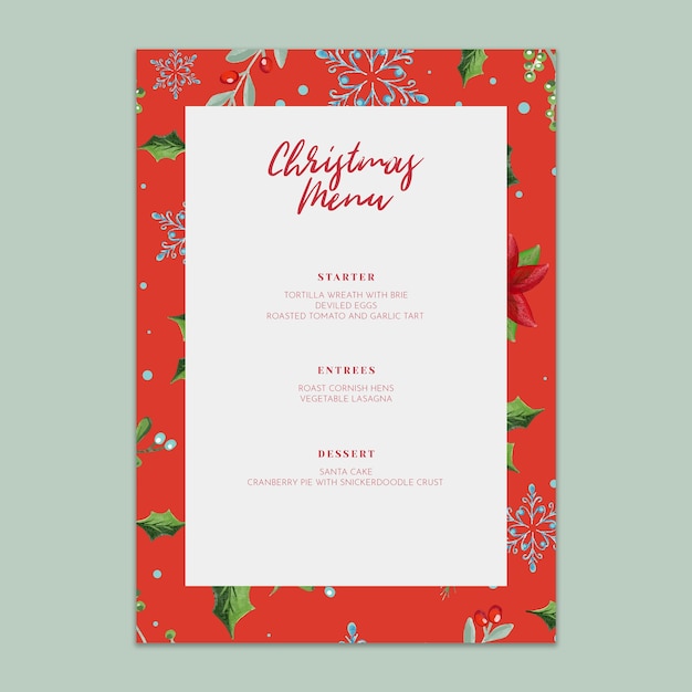 PSD christmas menu mockup