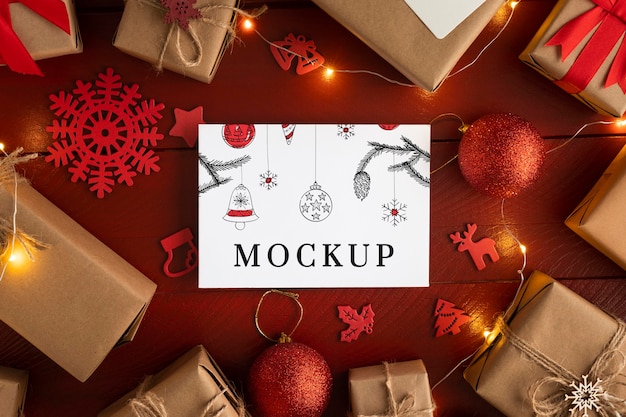 PSD christmas mock-up flat lay