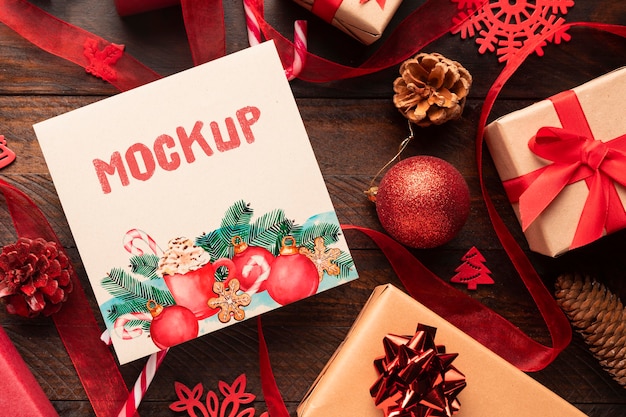 Christmas mock-up with cute boxes