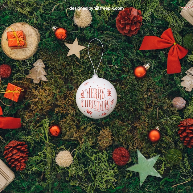 PSD christmas mockup with ball