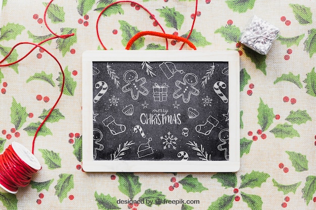 PSD christmas mockup with chalkboard