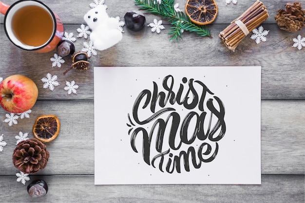 PSD christmas mockup with cover or letter