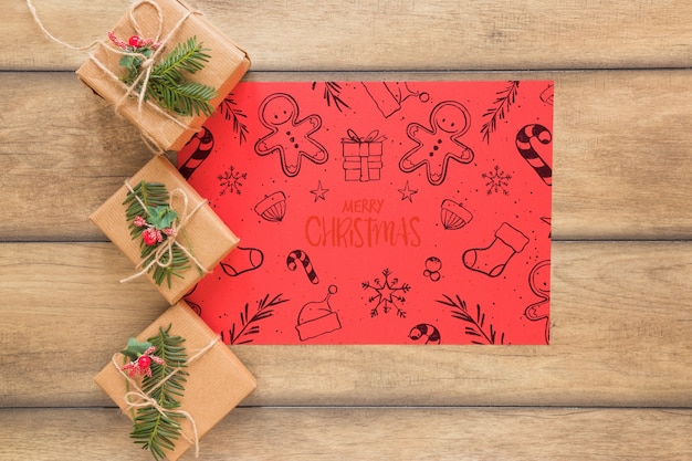 PSD christmas mockup with cover or letter