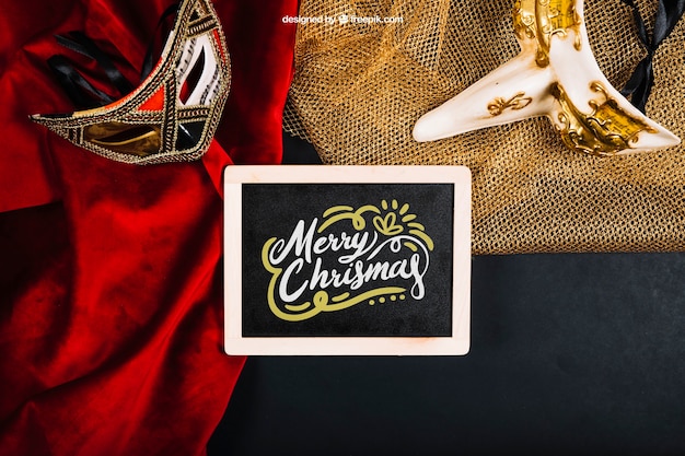 PSD christmas mockup with fabric