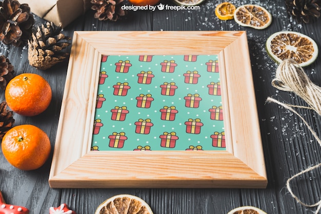 PSD christmas mockup with frame