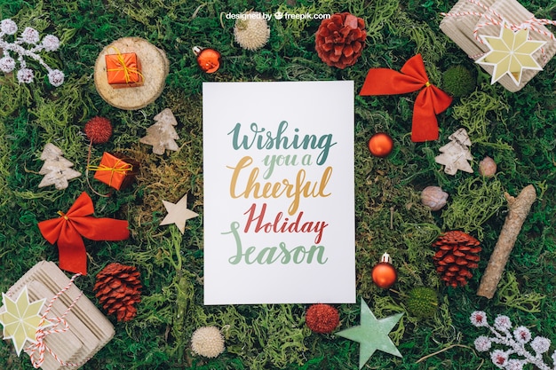 PSD christmas mockup with paper