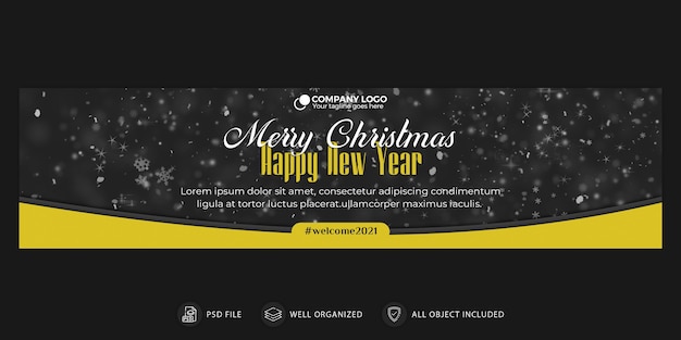PSD christmas and new year banner or cover template