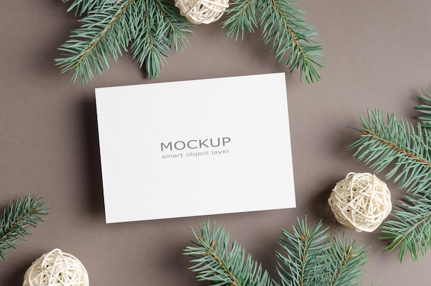 Christmas or new year greeting card mockup