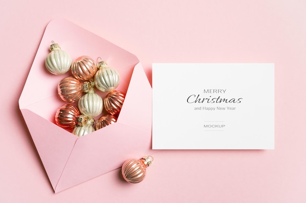 Christmas and new year greeting card mockup