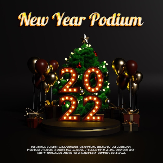 クリスマス新年の贅沢なネオンポディウム