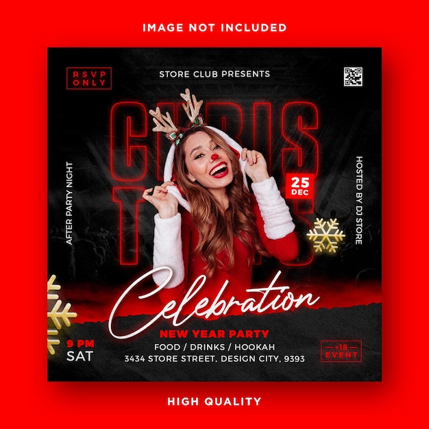 Christmas night party club flyer template design