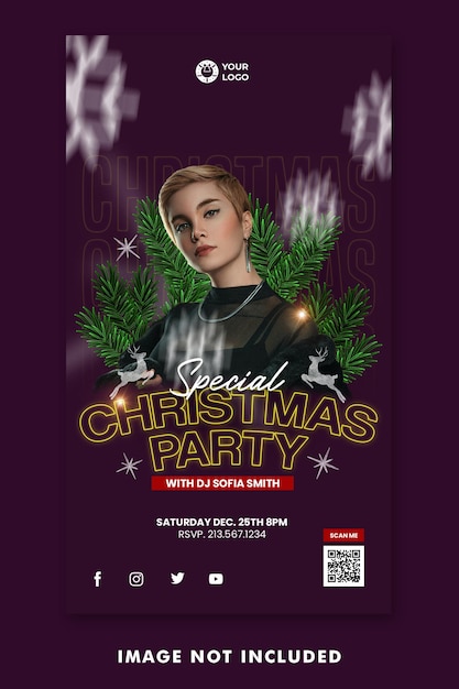 PSD christmas night party social media post instagram stories template