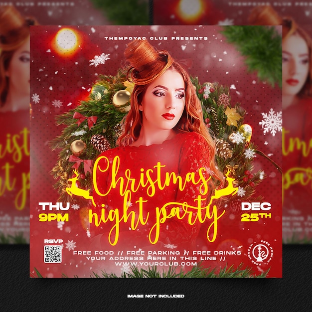 PSD christmas night party social media post template